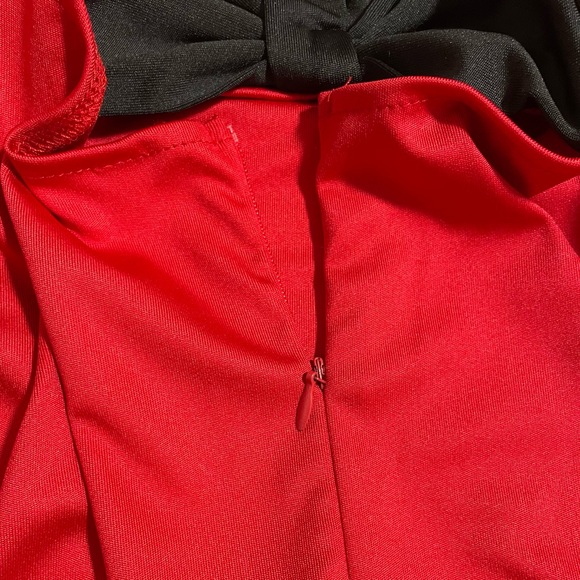 Women’s Red Black Striped Geometric Bow Dress Size XXL - Picture 8 of 9